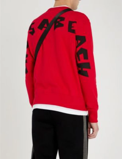 Shop Lifes A Beach Logo-print Cotton-jersey Sweatshirt In Red