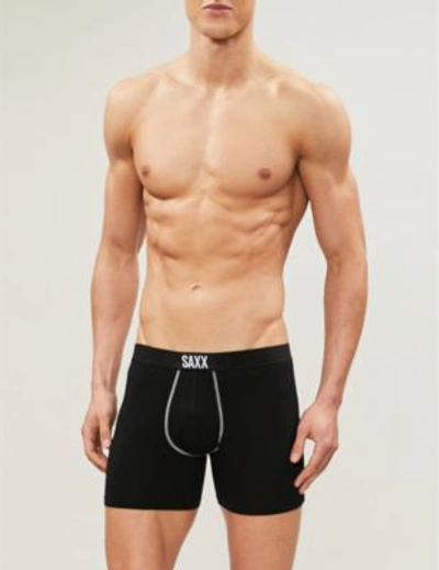 Shop Saxx Slim-fit Stretch-jersey Boxer Briefs In Black