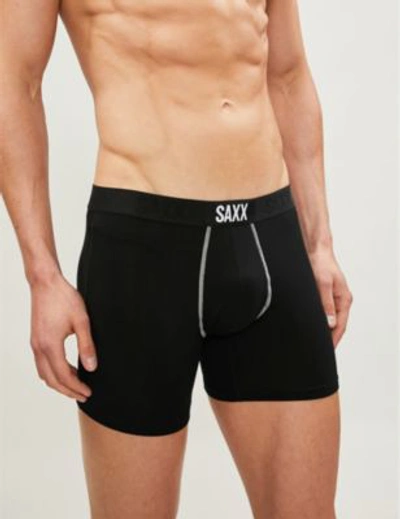 Shop Saxx Slim-fit Stretch-jersey Boxer Briefs In Black