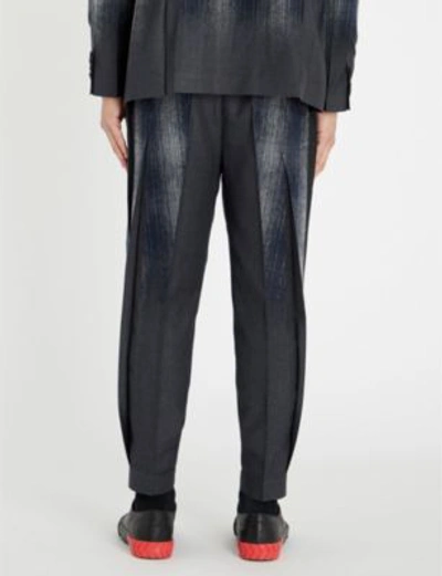 Shop Taakk Painted Slim-fit Woven And Cotton Trousers In Navy