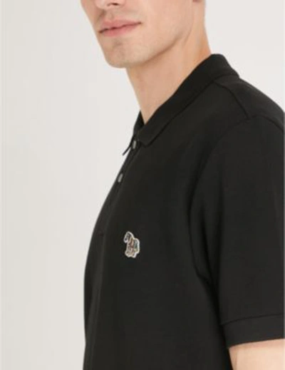 Shop Ps By Paul Smith Mens Black Zebra-embroidered Cotton-piqué Polo Shirt