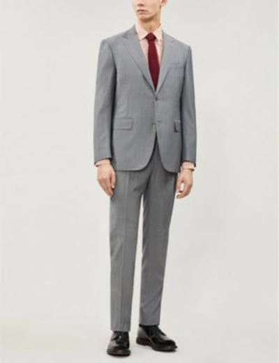 Shop Canali Birdseye Regular-fit Wool Suit In Grey
