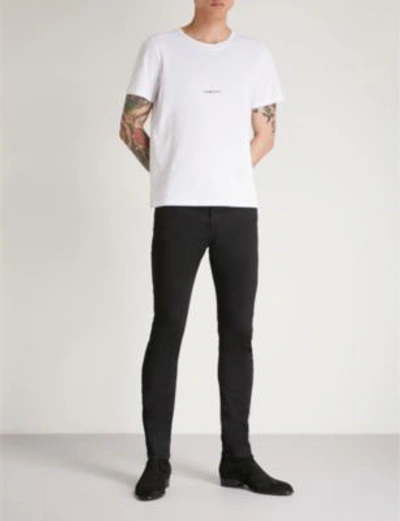 Shop Saint Laurent Logo-print Cotton-jersey T-shirt In White