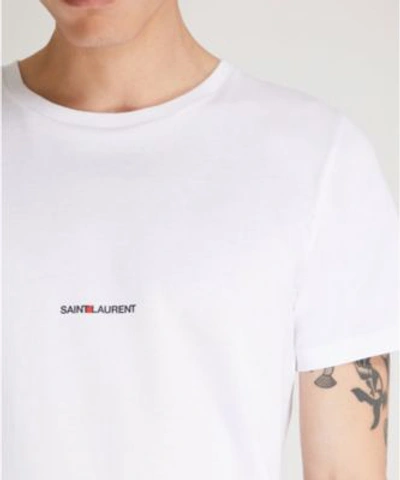 Shop Saint Laurent Logo-print Cotton-jersey T-shirt In White