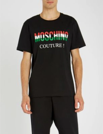 Shop Moschino Logo-print Cotton-jersey T-shirt In Black