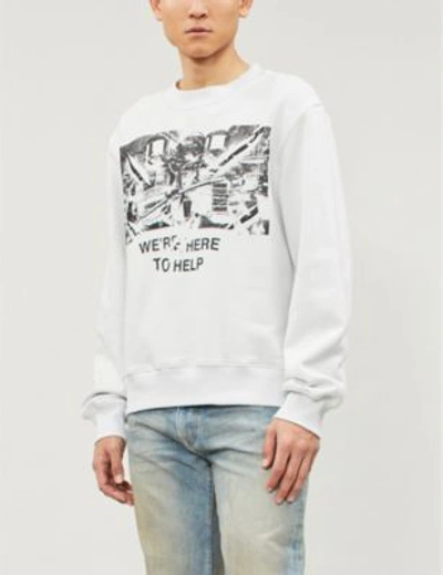 Shop 424 Graphic-print Cotton-jersey Sweatshirt In White