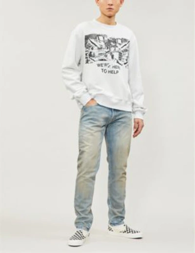 Shop 424 Graphic-print Cotton-jersey Sweatshirt In White