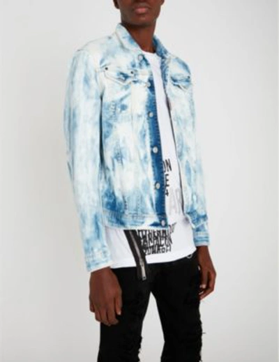 Shop Dsquared2 Dan Bleached Denim Jacket In Blue