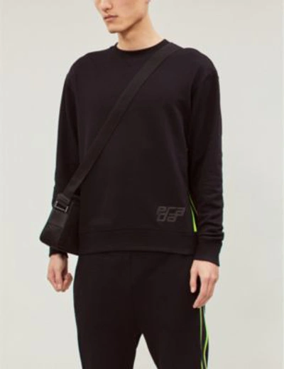 Shop Prada Side-stripe Cotton Sweatshirt In Nero