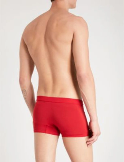 Shop Ermenegildo Zegna Solid Slim-fit Stretch-jersey Boxer Shorts In Red