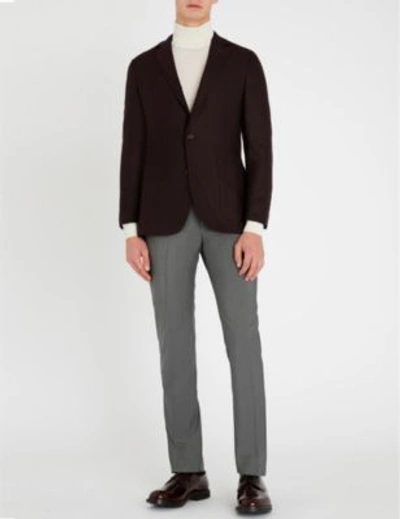 Shop Corneliani Leader-fit Straight Wool And Mohair-blend Trousers In Grey