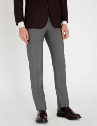 Shop Corneliani Leader-fit Straight Wool And Mohair-blend Trousers In Grey