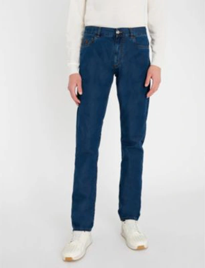 Shop Canali Regular-fit Straight-leg Jeans In Navy