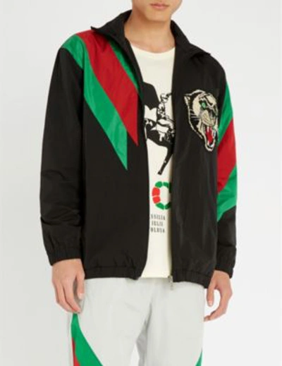 Shop Gucci Colour-blocked Shell Jacket In Black