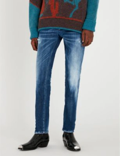 Shop Dsquared2 Distressed Slim-fit Straight Jeans In Blue