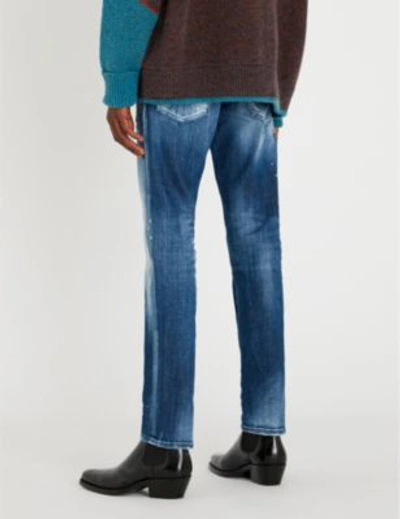 Shop Dsquared2 Distressed Slim-fit Straight Jeans In Blue