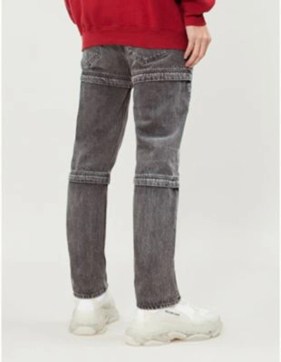 Shop Balenciaga Zip-embellished Regular-fit Straight Jeans In Dirty Gray