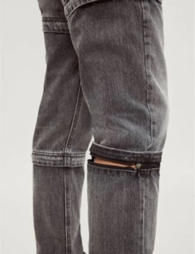 拉链-点缀 定期-适合 直 牛仔裤