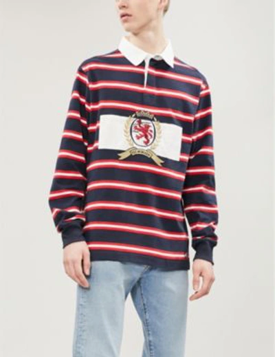 Tommy Jeans 6.0 Limited Capsule Rugby Polo With Large Crest Logo In  Navy/red/white Stripe - Navy In Sapphire / Multi | ModeSens