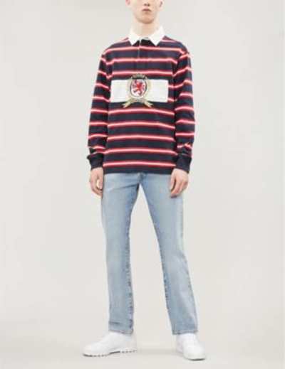 Tommy Jeans 6.0 Limited Capsule Rugby Polo With Large Crest Logo In  Navy/red/white Stripe - Navy In Sapphire / Multi | ModeSens