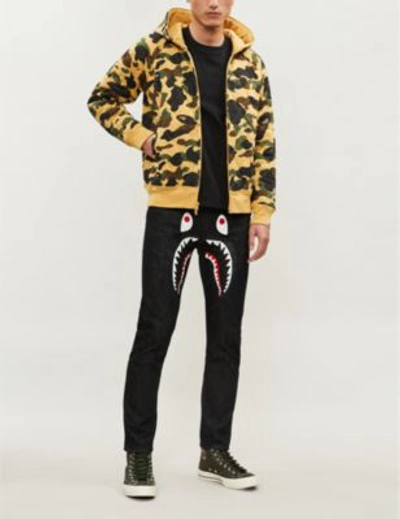 Shop A Bathing Ape Camouflage-print Cotton-jersey Hoody In Yellow