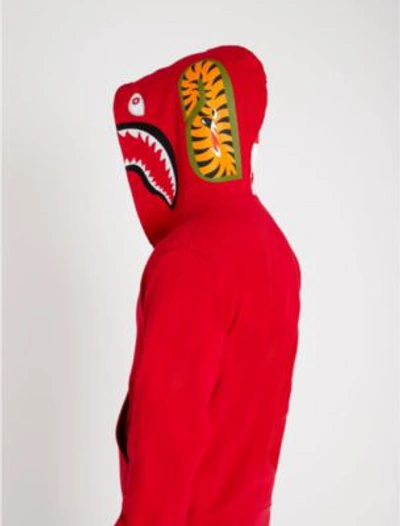 Shop A Bathing Ape Shark Union Jack Cotton-jersey Hoody In Red