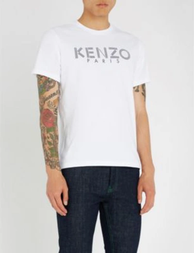 Shop Kenzo Logo-print Cotton-jersey Tee In White