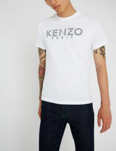 Shop Kenzo Logo-print Cotton-jersey Tee In White