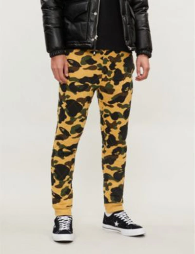 Shop A Bathing Ape Camouflage-print Quilted Stretch-jersey Jogging Bottoms In Yellow