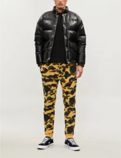 Shop A Bathing Ape Camouflage-print Quilted Stretch-jersey Jogging Bottoms In Yellow
