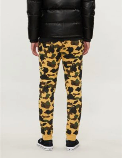 Shop A Bathing Ape Camouflage-print Quilted Stretch-jersey Jogging Bottoms In Yellow