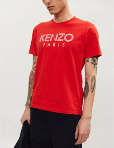 Shop Kenzo Logo-print Cotton-jersey T-shirt In Medium Red