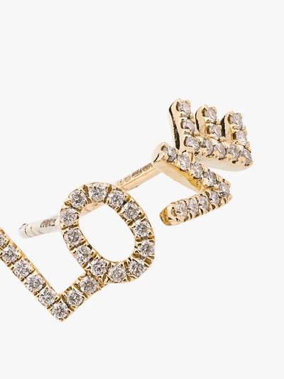 Shop Rosa De La Cruz 18k Yellow Gold Love Diamond Stud Earrings In Metallic