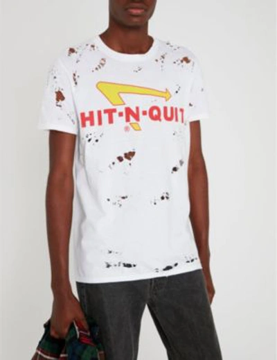 Shop Loha Vete Hit-n-quit Cotton-jersey T-shirt In White