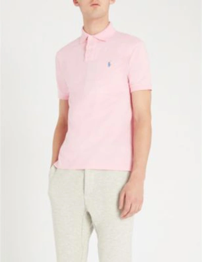 Shop Polo Ralph Lauren Logo-embroidered Slim-fit Cotton-piqué Polo Shirt In Taylor Rose