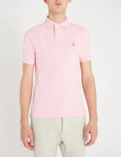 Shop Polo Ralph Lauren Logo-embroidered Slim-fit Cotton-piqué Polo Shirt In Taylor Rose