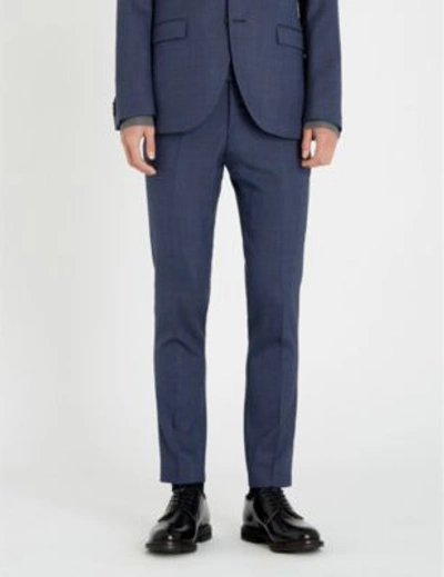 Shop Tiger Of Sweden Slim-fit Birdseye Stretch-wool Skinny Trousers In Blue