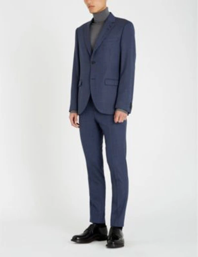 Shop Tiger Of Sweden Slim-fit Birdseye Stretch-wool Skinny Trousers In Blue