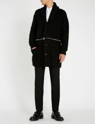 Shop Alexander Mcqueen Zip-embellished Wool Cardigan In Black/red