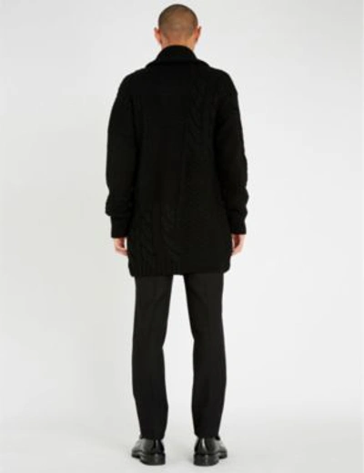 Shop Alexander Mcqueen Zip-embellished Wool Cardigan In Black/red