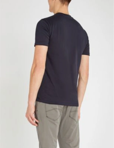 Shop Emporio Armani Logo-print Slim-fit Cotton-jersey T-shirt In Navy