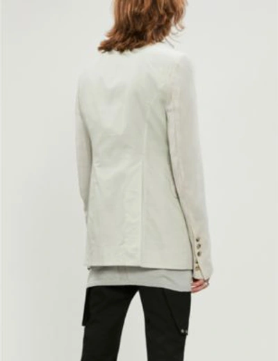 Shop Rick Owens Striped Regular-fit Cotton And Silk-blend Blazer In Oyster