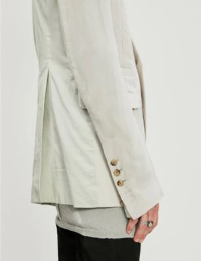 Shop Rick Owens Striped Regular-fit Cotton And Silk-blend Blazer In Oyster