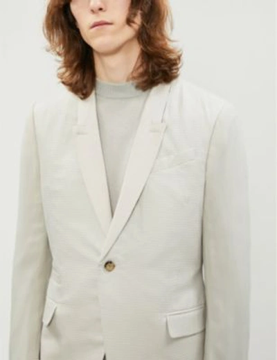 Shop Rick Owens Striped Regular-fit Cotton And Silk-blend Blazer In Oyster