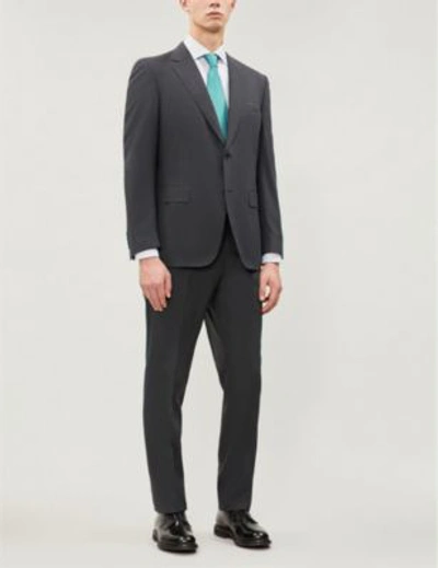 Shop Canali Single-breasted Wool Suit In Grey