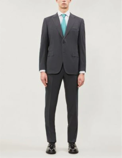 Shop Canali Single-breasted Wool Suit In Grey