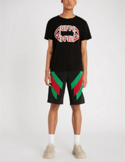 Shop Gucci Stripe Shell Shorts In Black