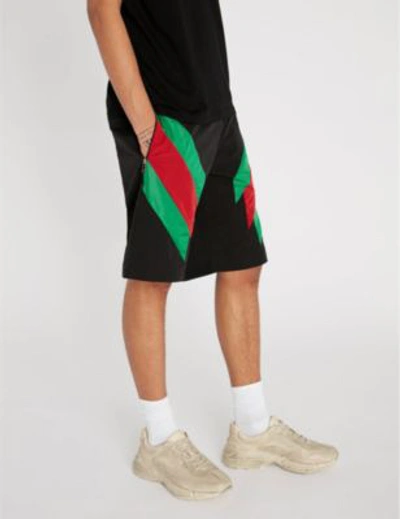 Shop Gucci Stripe Shell Shorts In Black