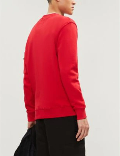 Shop Alpha Industries Appliquéd Cotton-jersey Sweatshirt In Speed Red