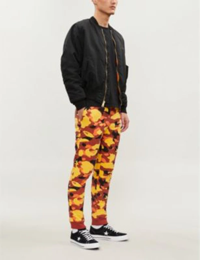 Shop A Bathing Ape Camouflage-print Quilted Stretch-jersey Jogging Bottoms In Orange